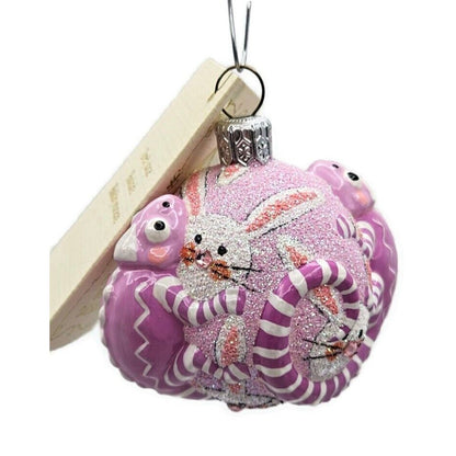 Patricia Breen James Twice Bunnies Chameleon Pink Easter Christmas Tree Ornament