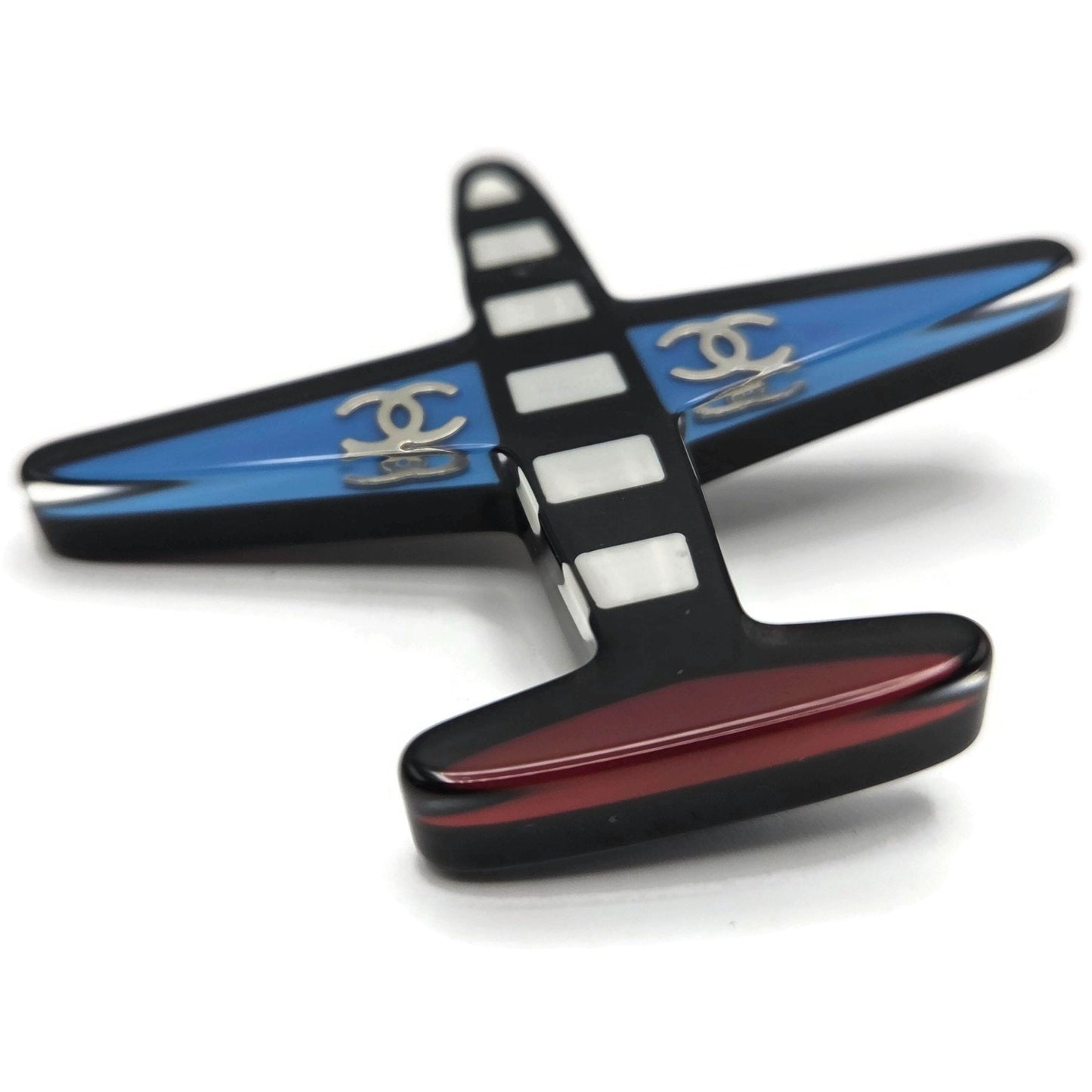 Chanel CC Logo Ski Brooch Black White Gold Snowflake Star Trees 2018 18B Rare