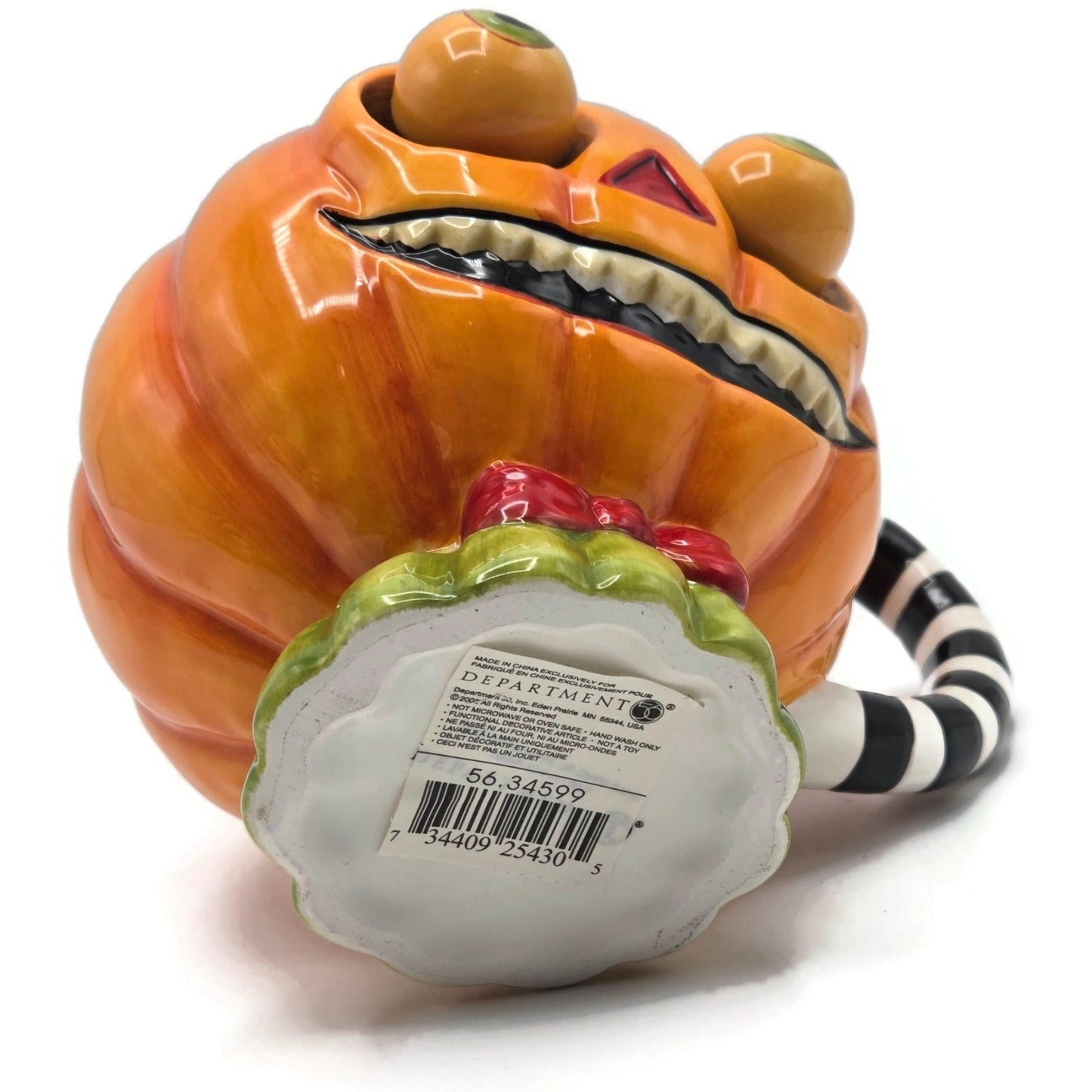 Department 56 Halloween Google Eye Pumpkin Coffee Tea Mug Cup Ceramic 56.34599