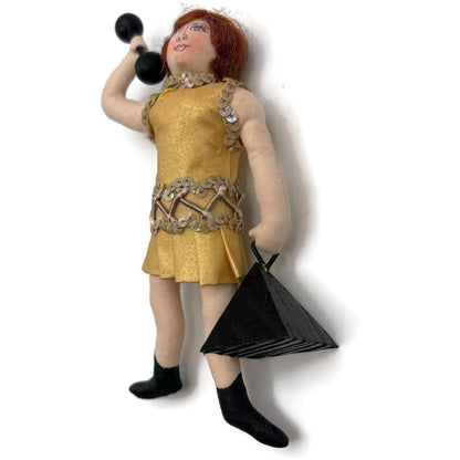 Gladys Boalt Circus Female Weight Lifter Handmade Fabric Christmas Tree Ornament