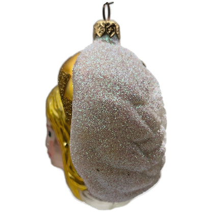 Patricia Breen Angel of Light Glittered Gold White Medallion Christmas Ornament