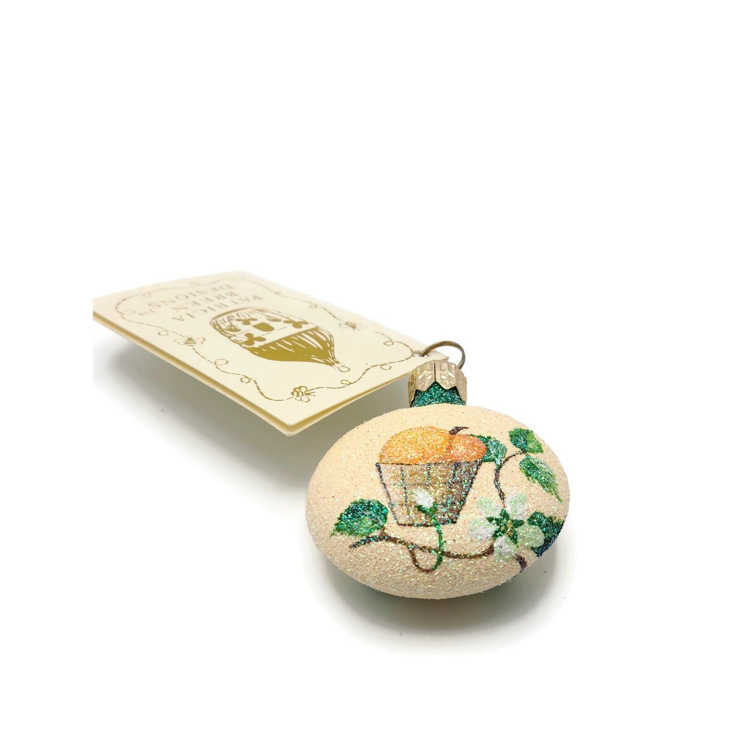 Patricia Breen Anniversary Medallion Spring Peach Basket Christmas Tree Ornament