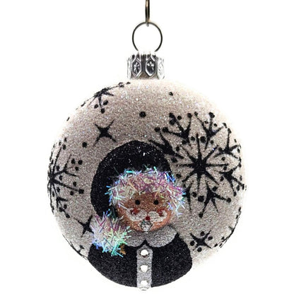 Patricia Breen Nicholas Medallion Black White Snowflakes Christmas Tree Ornament