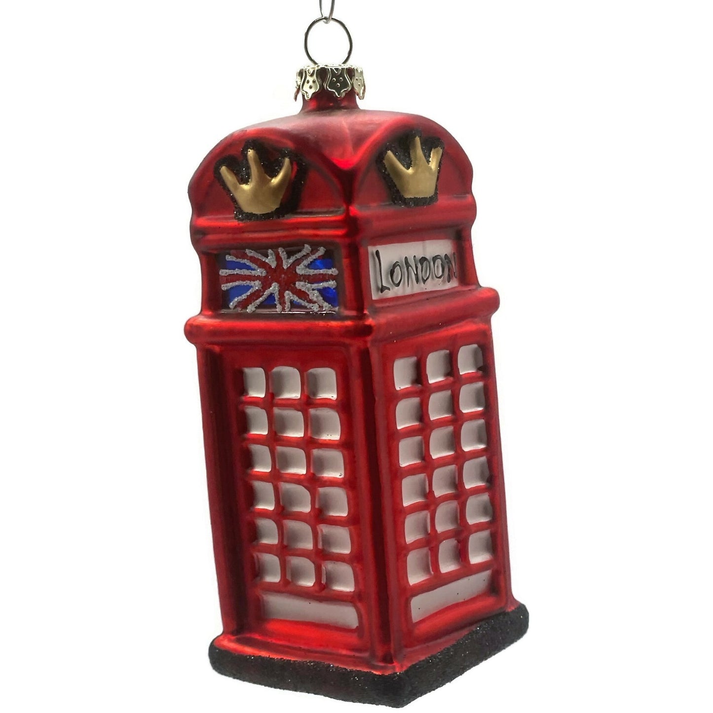 London England Telephone Booth Red Blown Glass Christmas Tree Decor Ornament