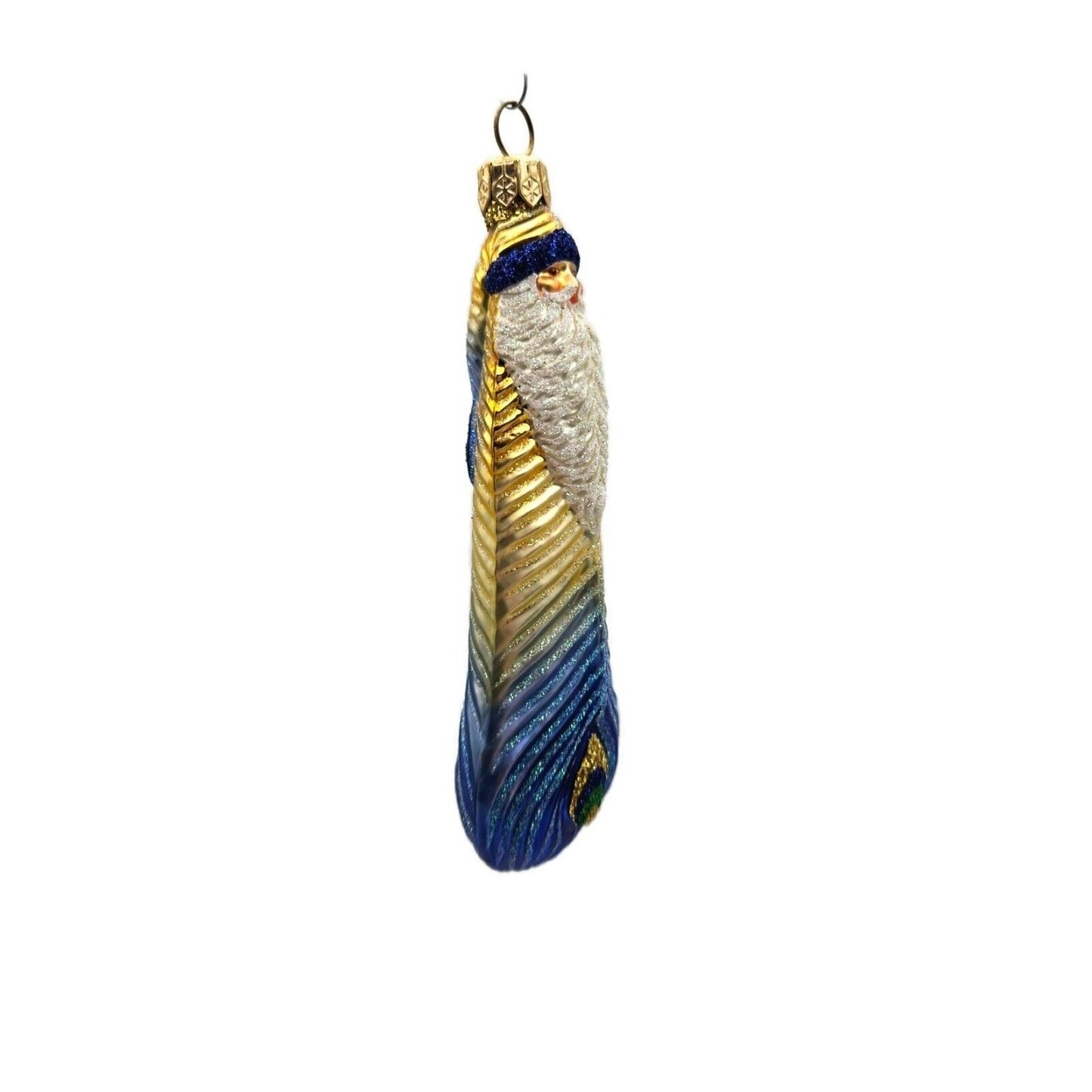 Patricia Breen Peacock Icicle Blue Gold Santa Claus Christmas Tree Ornament