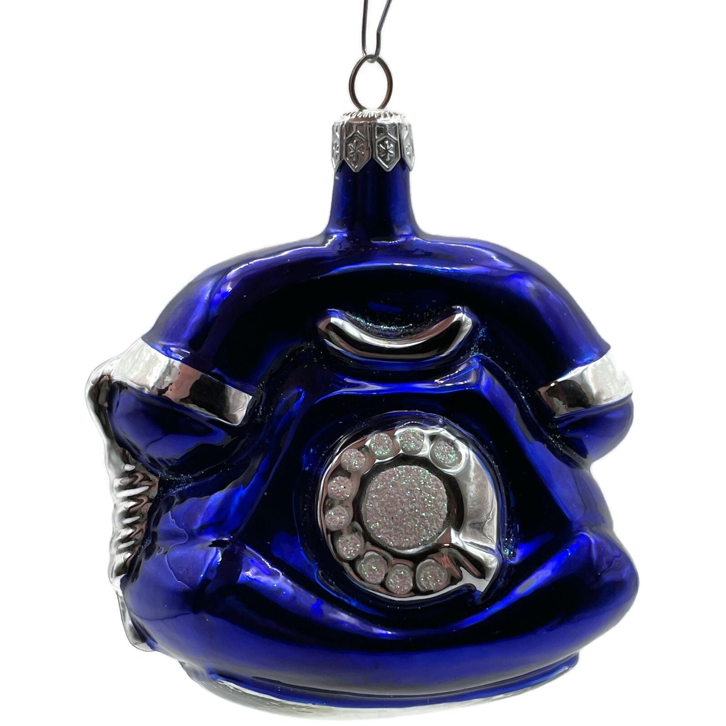 Patricia Breen Fine Phone Cobalt Blue Silver Shiny Christmas Ornament TCS 9439