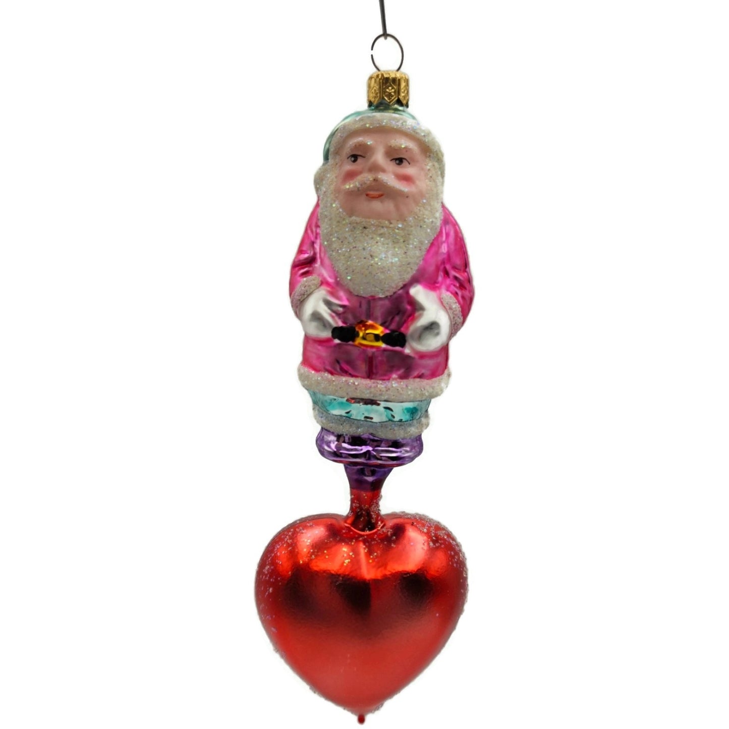 Christopher Radko Heartfelt Santa Claus Red Heart Valentines Christmas Ornament