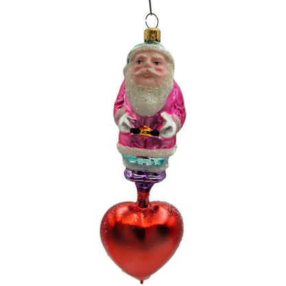 Christopher Radko Heartfelt Santa Claus Red Heart Valentines Christmas Ornament
