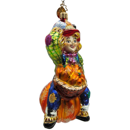 Christopher Radko Pumpkin Patch Pal Plaid Scarecrow Halloween Christmas Ornament