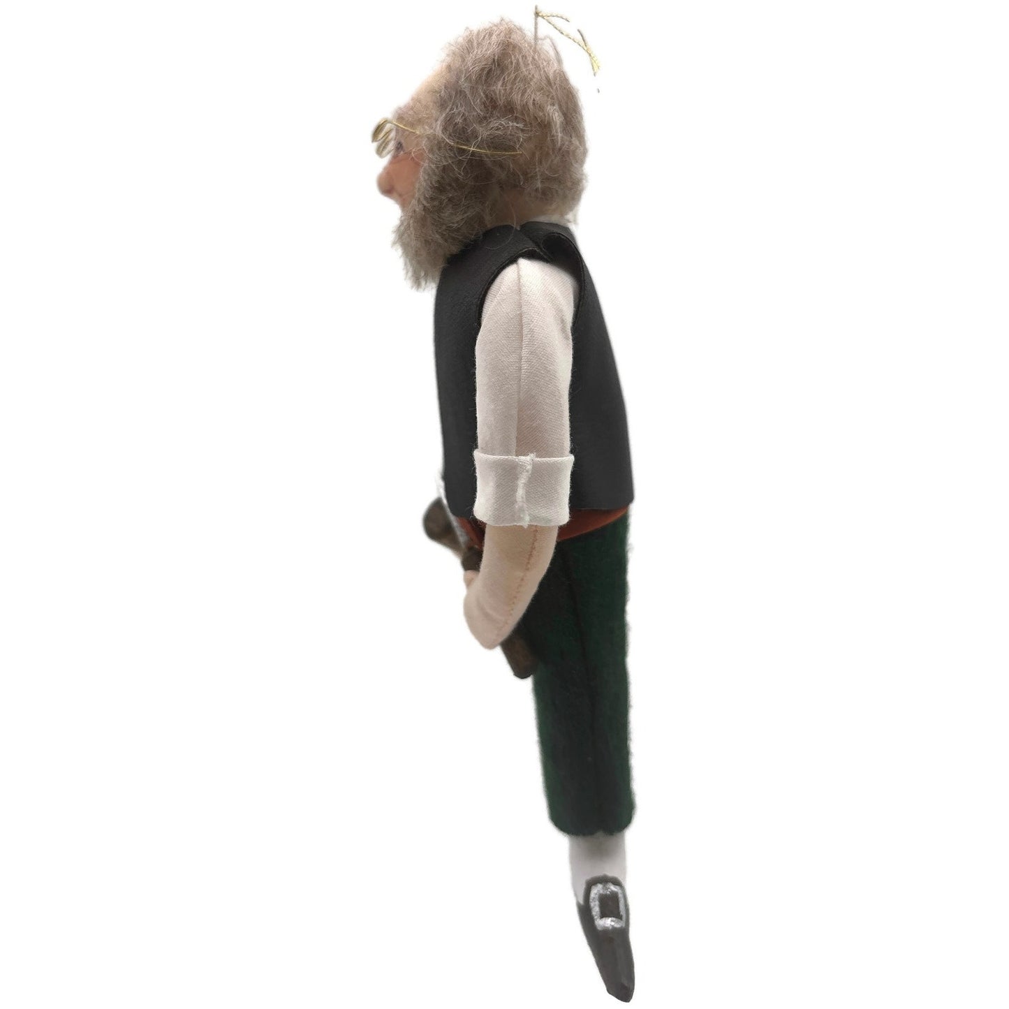 Gladys Boalt Gepetto Pinocchio Black Vest Fabric Christmas Ornament Signed