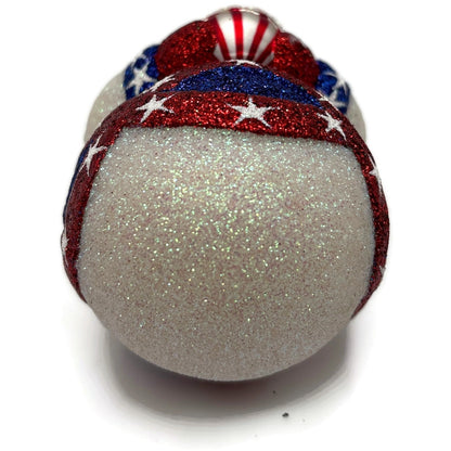 Patricia Breen Faberge Snowman Patriotic Striped Hat Stars Christmas Ornament NM