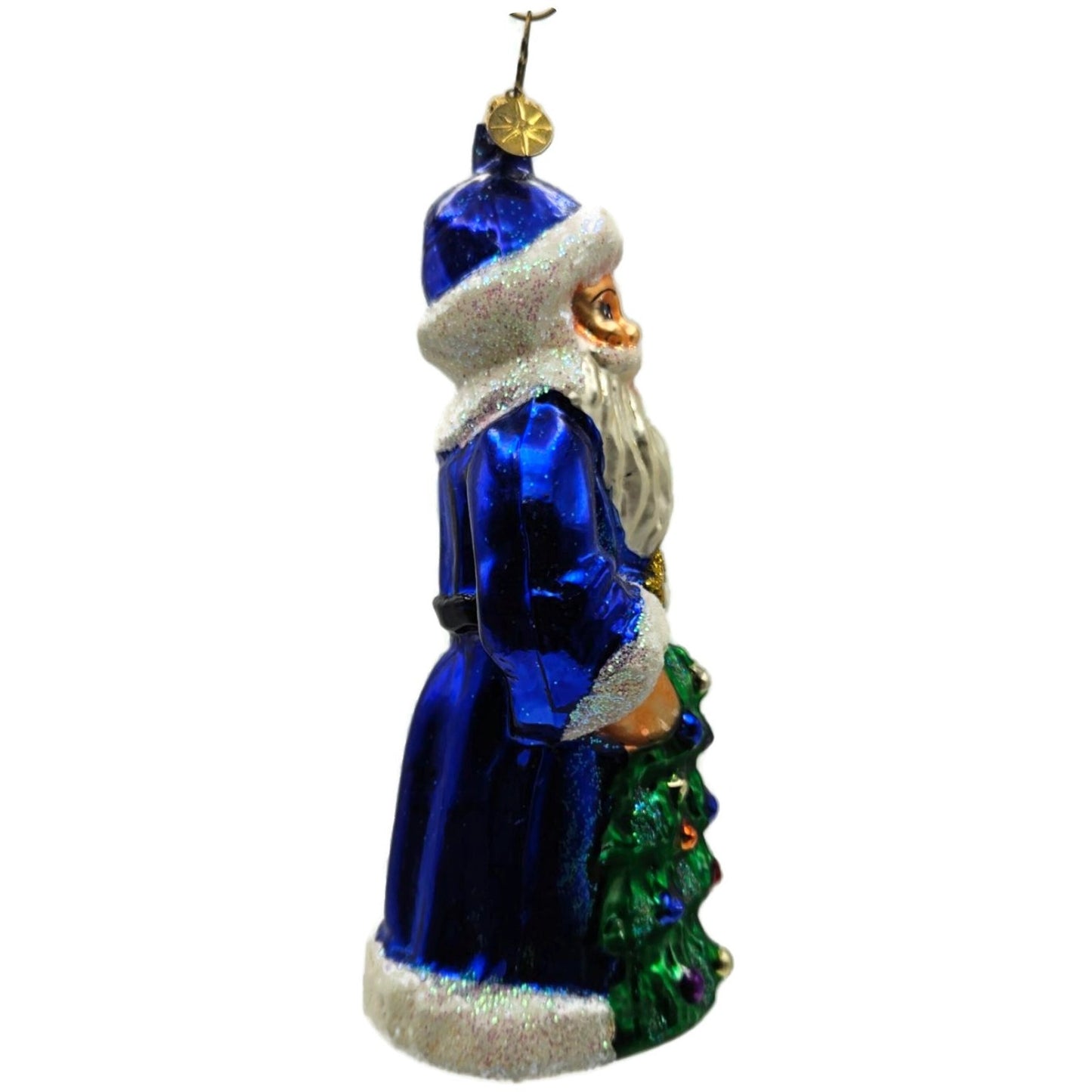 Christopher Radko Sapphire Santa Claus Blue Christmas Tree Ornament 96-158-0