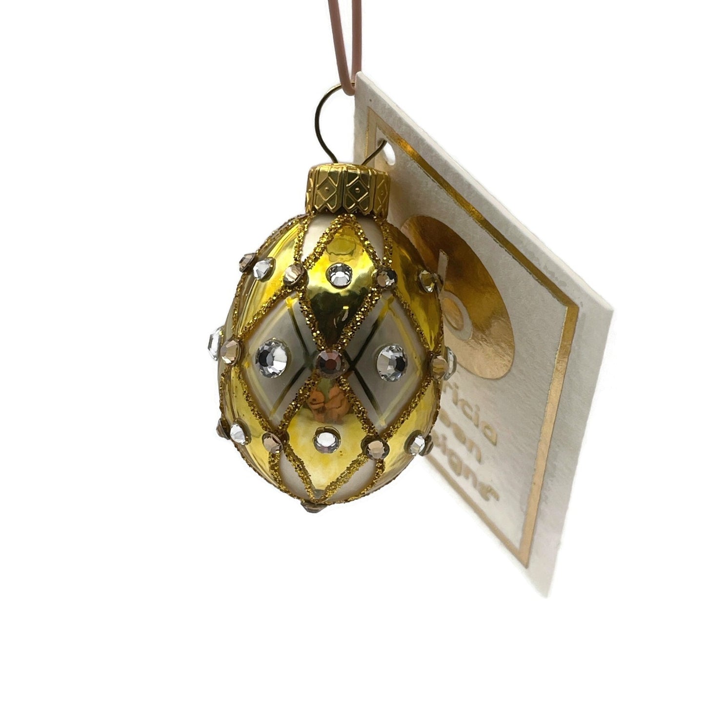 Patricia Breen Miniature Egg Grenelle Gold Easter Glass Christmas Ornament 5131
