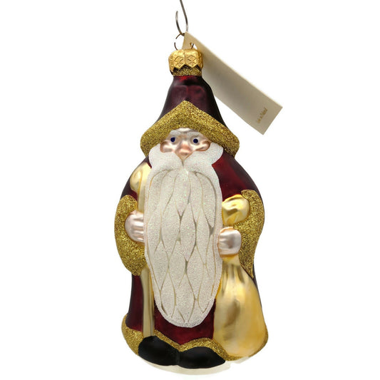 Patricia Breen Woodland Santa Bordeaux Red Christmas Tree Holiday Ornament