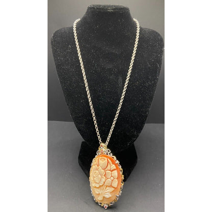 Gems En Vogue II Jewelry Set Italian Shell Cameo Flower Necklace Earrings Ring