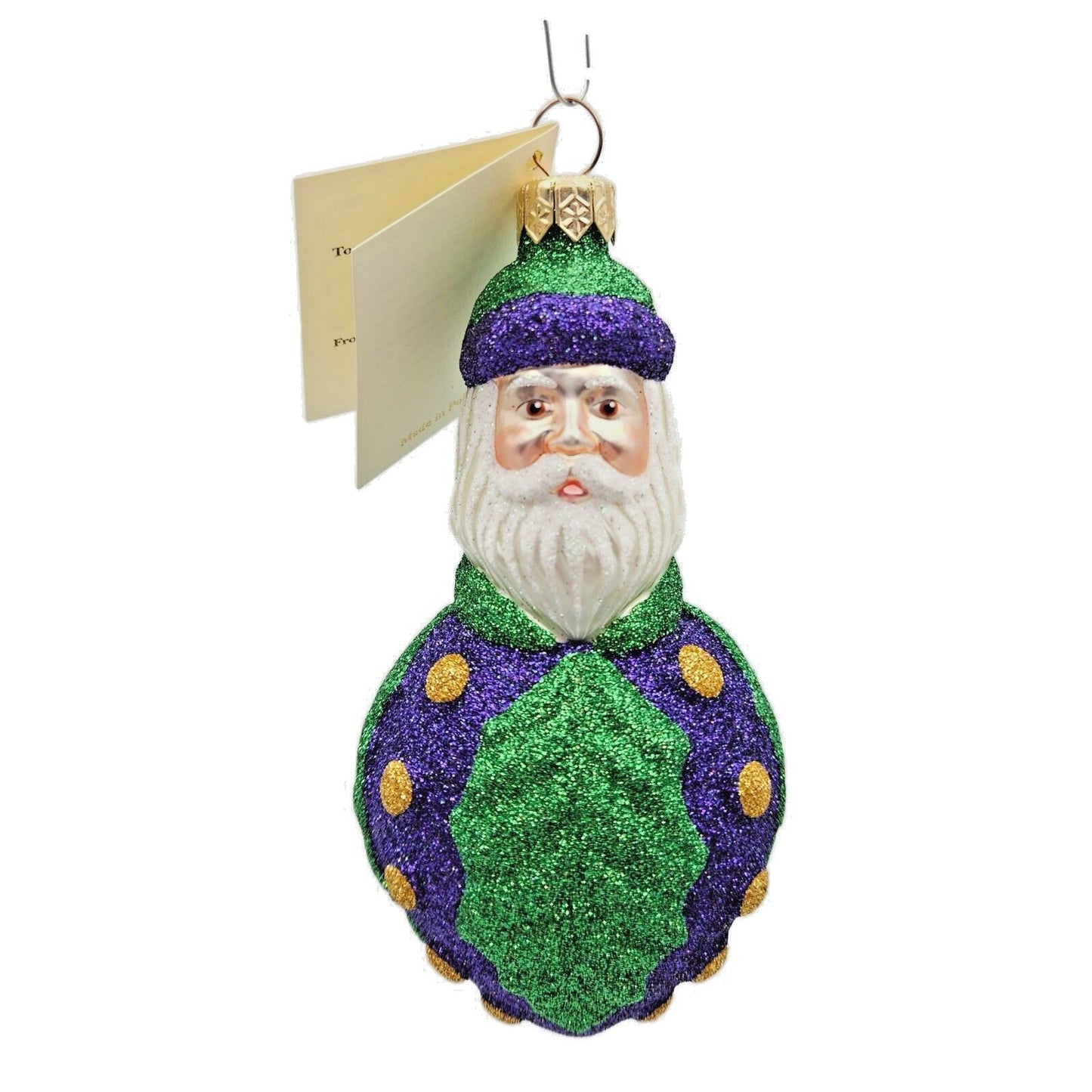 Patricia Breen Hollyberry Santa Claus Purple Green Christmas Tree Ornament