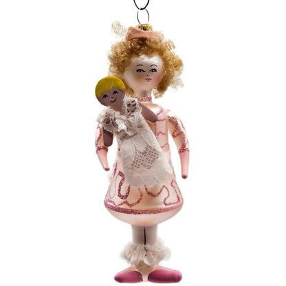 Soffieria De Carlini Little Girl with Doll Italian Glass Christmas Tree Ornament