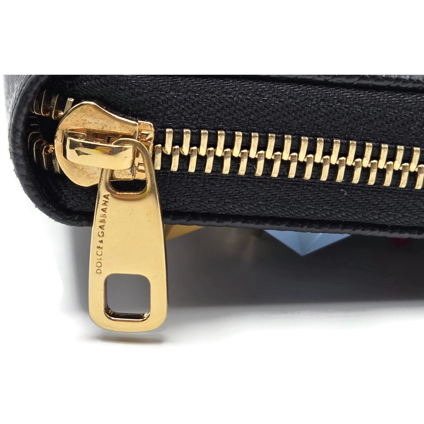 Dolce & Gabbana Black Leather Gold Zip Around Wallet Nutcracker King Stars Royal