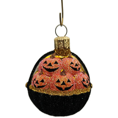 Patricia Breen Pumpkin Basket Glittered Black Jack-o-Lantern Halloween Ornament