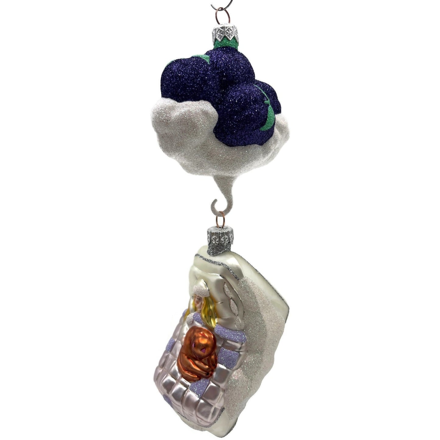 Patricia Breen Visions Of Sugar Plums Purple Glittered Moon Christmas Ornament