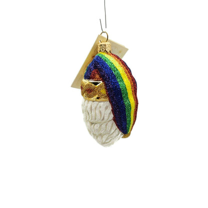 Patricia Breen Sparkle Plenty Rainbow Santa Claus Head Christmas Tree Ornament