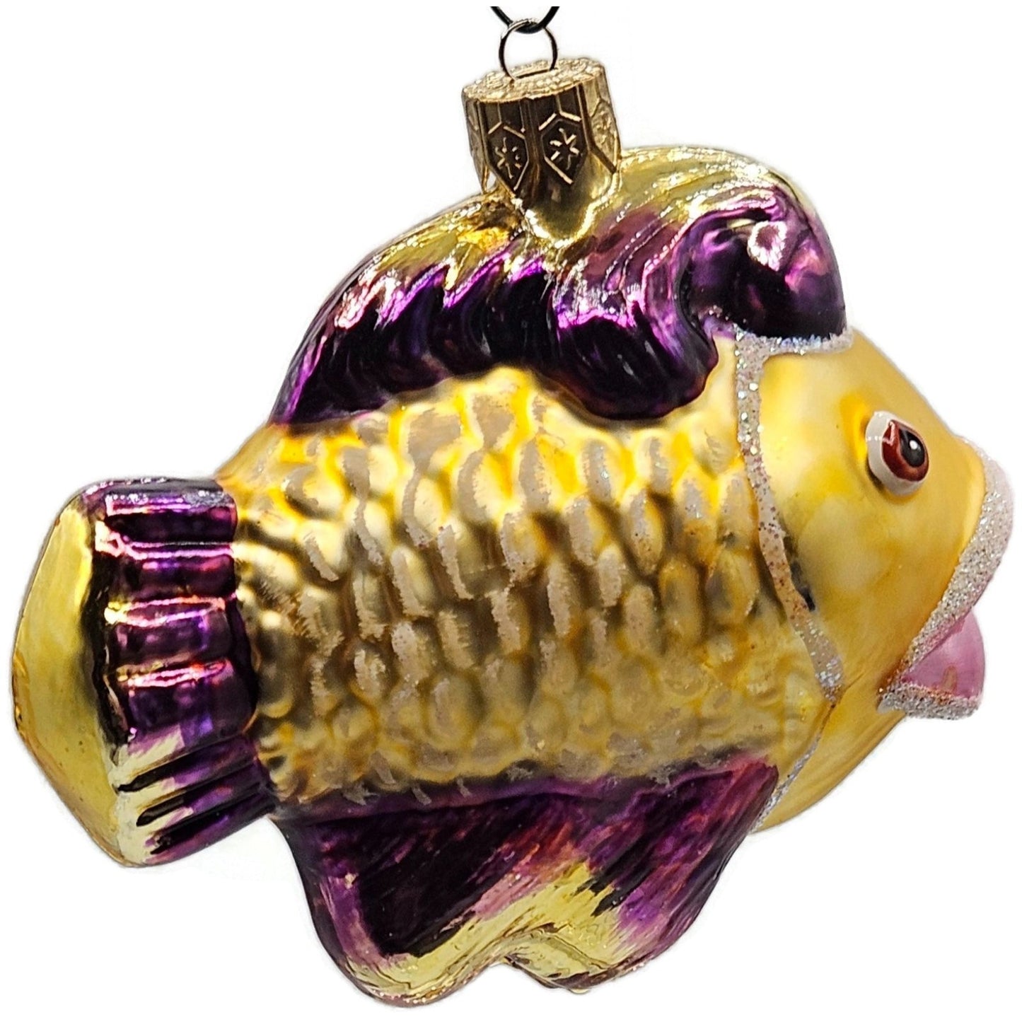 Katherines Creations Gold Fish Pink Lips Glitter Nautical Christmas Ornament