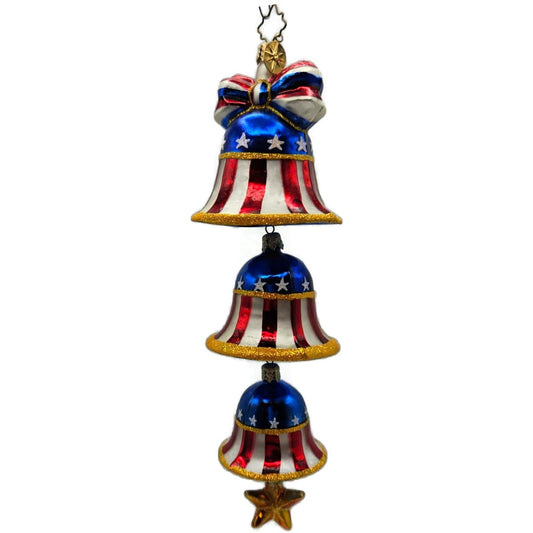 Christopher Radko Freedom Ring Forever Patriotic Bells Christmas Ornament 020606