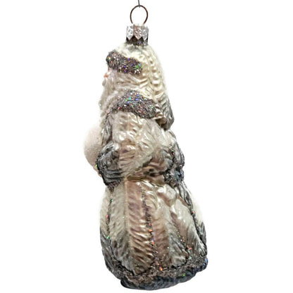 Patricia Breen Plumed Santa Claus Platinum Peacock Christmas Tree Ornament