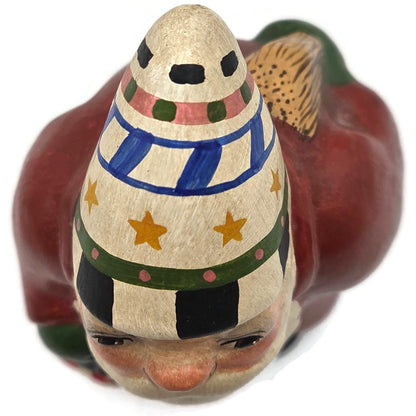 Vaillancourt Santa Switches Behind Back Chalkware Folk Art Christmas Figurine