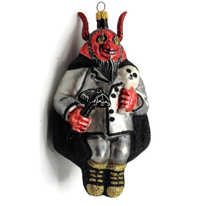Larry Fraga Devil Beware Blown Glass Halloween Christmas Tree Ornament 5889