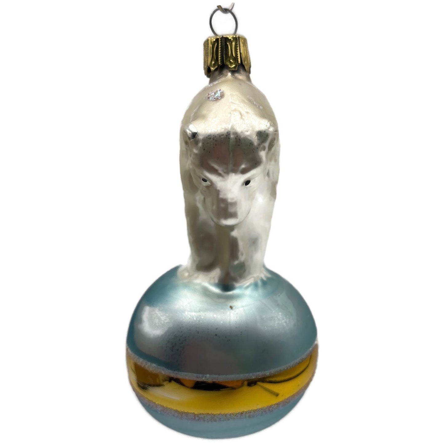 Christopher Radko Polar Bear Glass Christmas Ornament Blue Ball 92-184-0