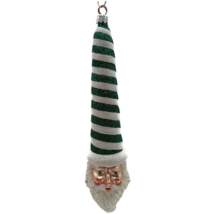Patricia Breen Sucre Santa Green White Spearmint Striped Christmas Tree Ornament