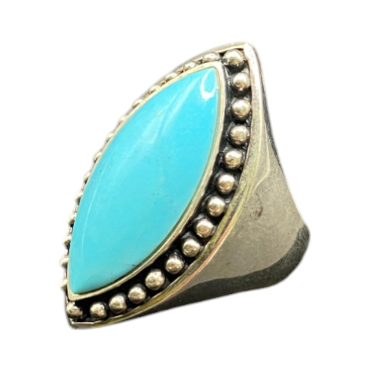 925 Sterling Silver Ring Blue Turquoise Marquise Gemstone Made in Thailand 8
