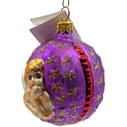 Christopher Radko Lil Miss Angel Purple Gold Stars Christmas Tree Ornament 1997