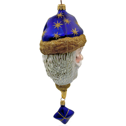 Patricia Breen Goodnight Santa Head Purple Gold Stars Christmas Tree Ornament