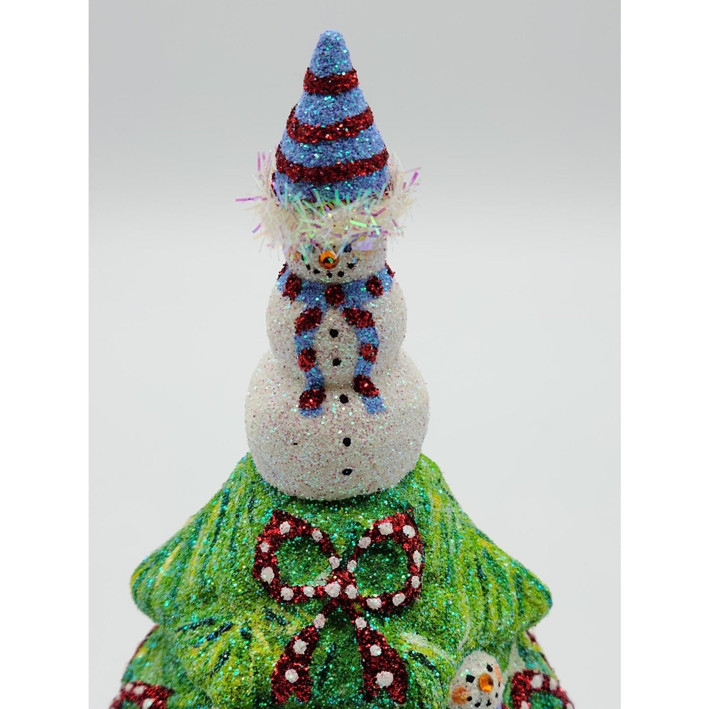 Patricia Breen Snowman Topiary Blue Red Stripe Free Standing Christmas Ornament