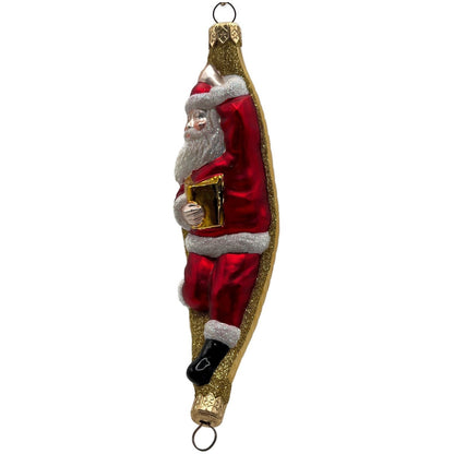 Patricia Breen A Respite for Santa Red Gold Squares Christmas Tree Ornament