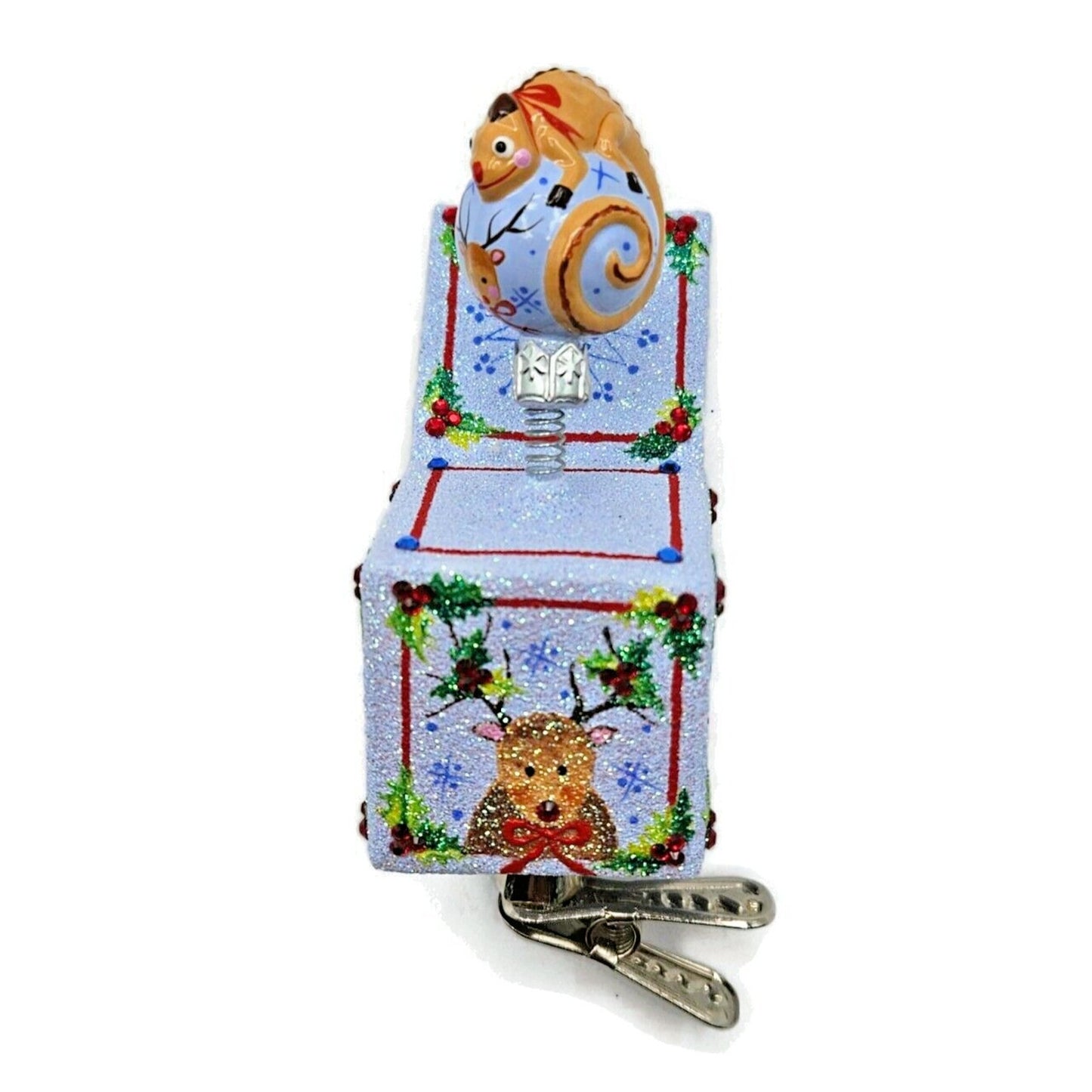 Patricia Breen Pop Goes the Chameleon Reindeer Holly Clip On Christmas Ornament