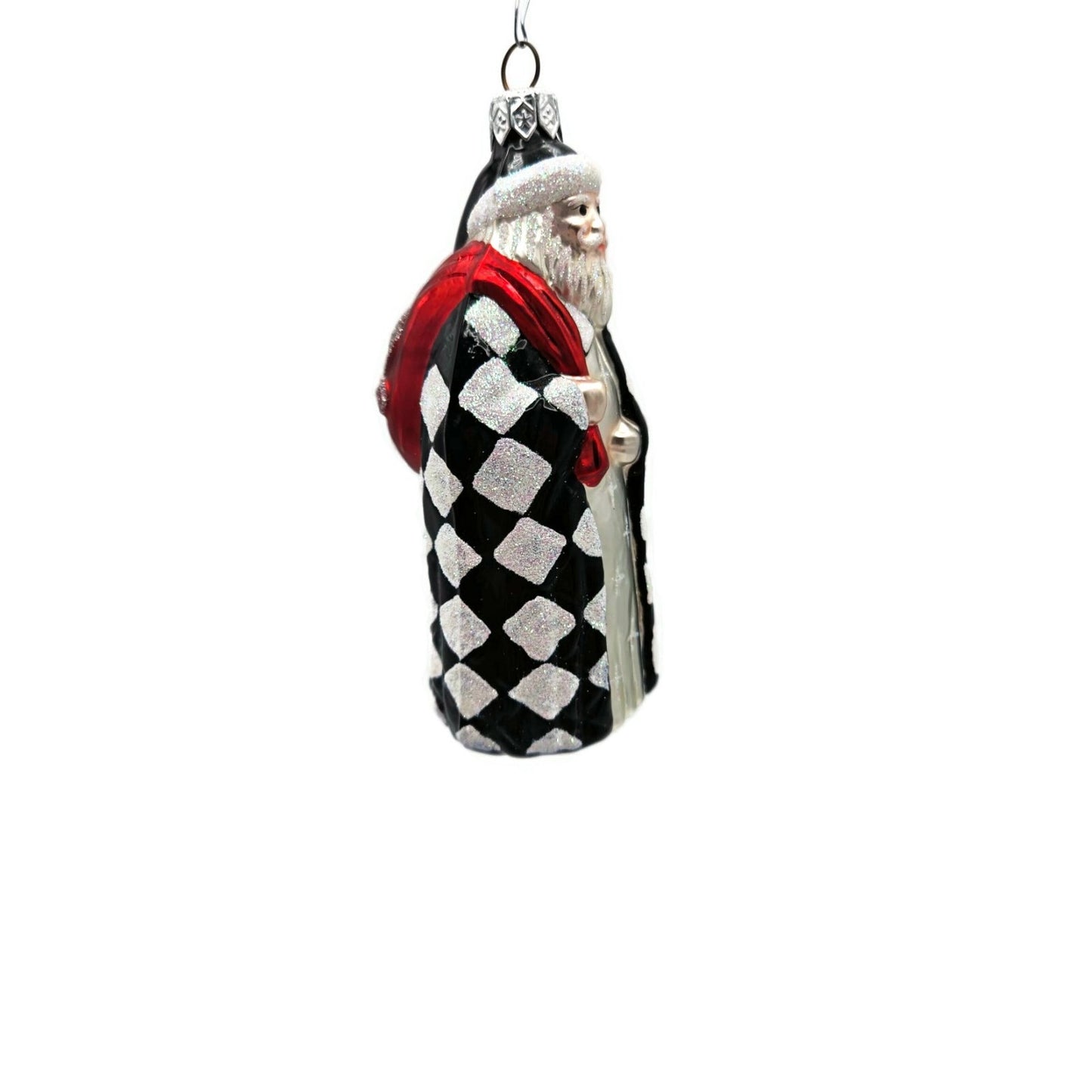 Ornament Patricia Breen Saint Louis Santa Claus Black White Checkered Christmas