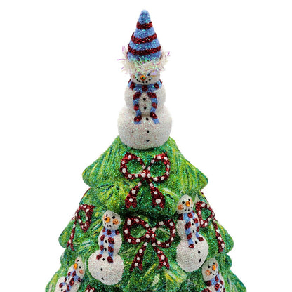 Patricia Breen Snowman Topiary Blue Red Stripe Free Standing Christmas Ornament