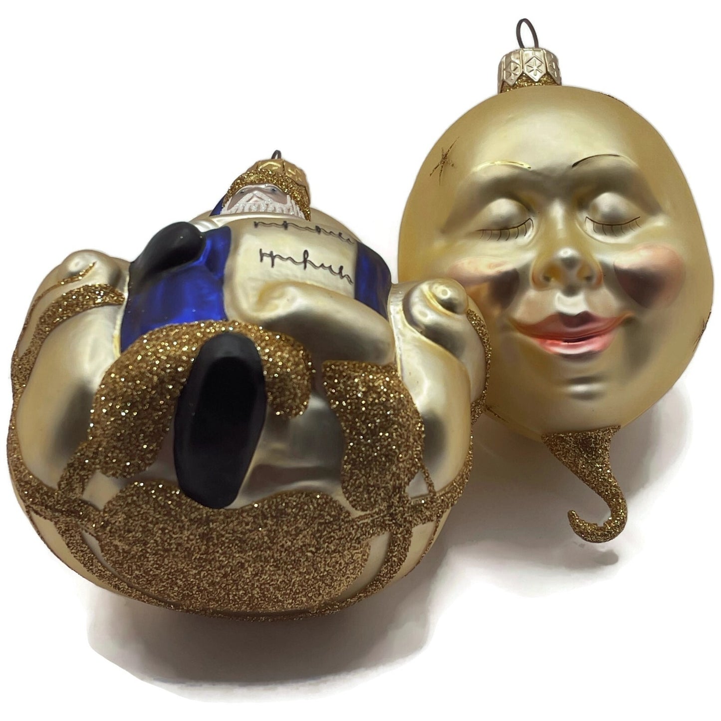 Patricia Breen Ornament Checking His List Gold Santa Blue Coat Christmas Tree