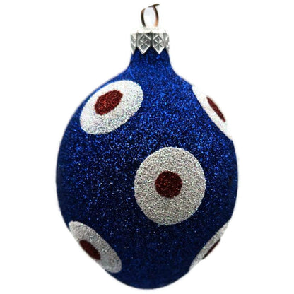 Patricia Breen Egg Blue White Red Polka Dot Easter Christmas Tree Ornament KKS