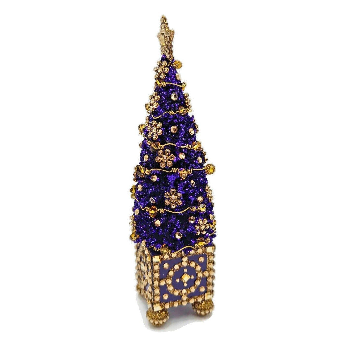 Patricia Breen Arbre de Noël Purple Gold Jeweled Christmas Holiday Tree Ornament