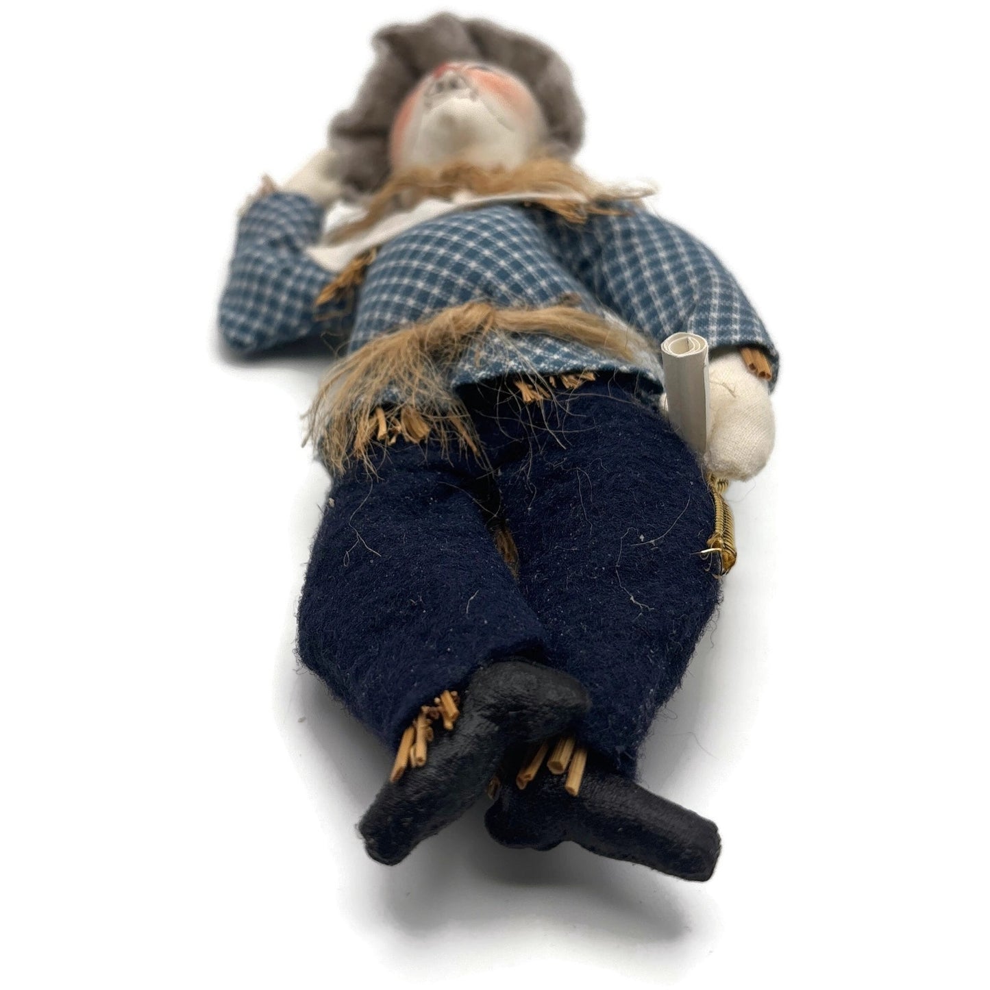 Gladys Boalt Scarecrow Wizard Of Oz Blue Fabric Christmas Tree Ornament Signed