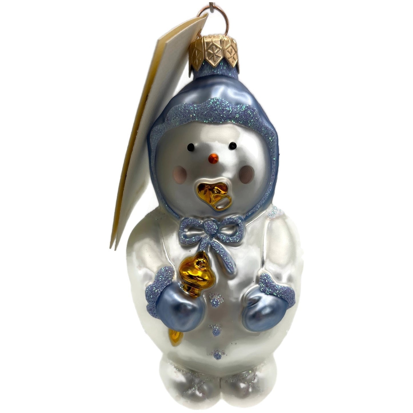 Patricia Breen Snowbaby Blue Gold White Snowflakes Christmas Tree Ornament