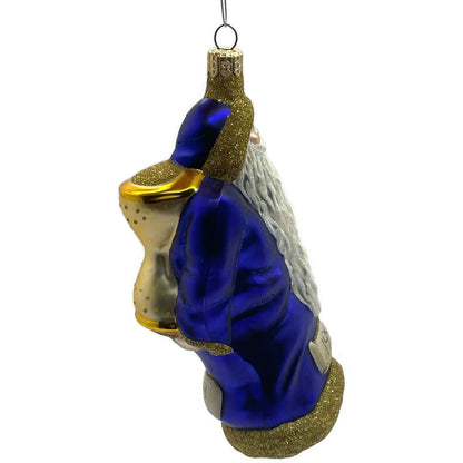 Patricia Breen Out With The Old Blue Gold Santa Claus Christmas Ornament 9830