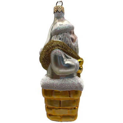 Patricia Breen Here Comes Santa Claus Pearl Gold Sack Christmas Tree Ornament