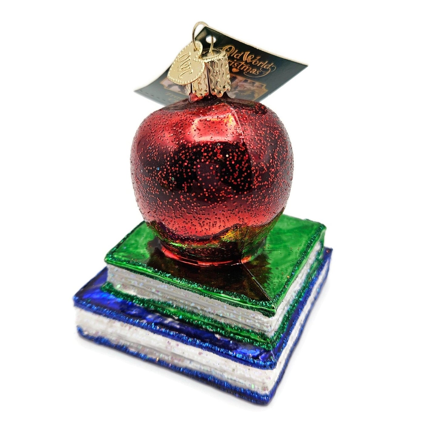 Old World Christmas Teachers Apple and Books OWC Christmas Tree Ornament 36128