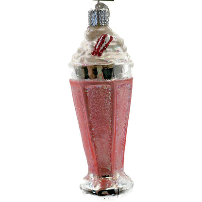 Milkshake Ice Cream Drink Pink Ornament Blown Glass OWC Old World Christmas Tree