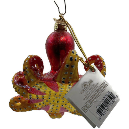 Octopus Nautical Ornament Red Glass Christmas Tree Kurt Adler Noble Gems